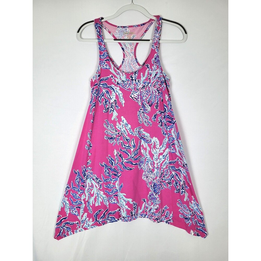 Lilly Pulitzer Monterey Tank Dress Womens XS Pink Blue Pima Cotton
